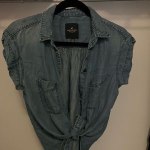American eagle button up denim top